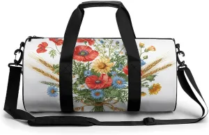 Sports Gym Bag for Women Men Travel Duffel Bag Daisy Bouquet Retro Weekender Bag Canvas Carry on Overnight Bag for Travel Swimming Fitness Workout Sports Duffle Bag