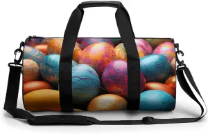 Sports Gym Bag for Women Men Travel Duffel Bag Easter Day Colorful Eggs Weekender Bag Canvas Carry on Overnight Bag for Travel Swimming Fitness Workout Sports Duffle Bag