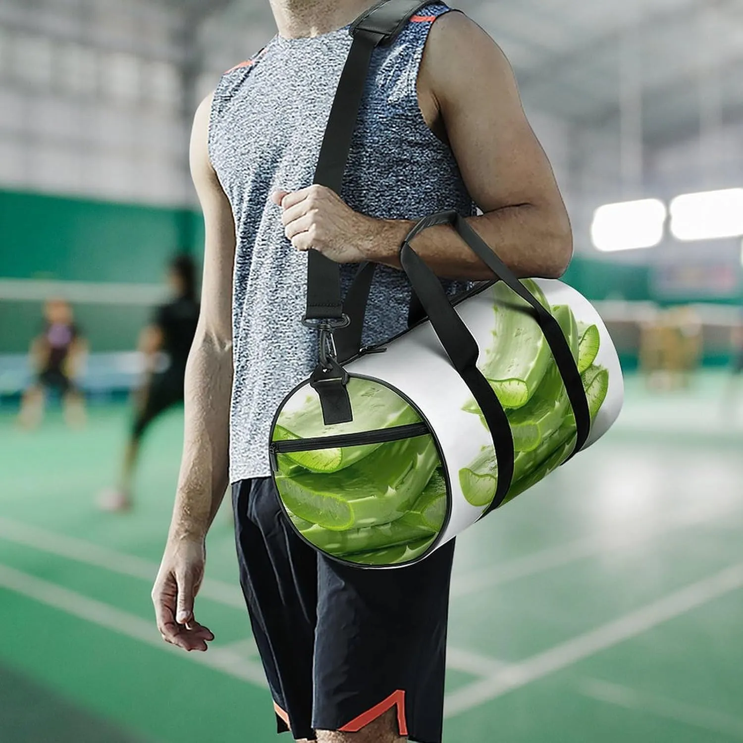 Sports Gym Bag for Women Men Travel Duffel Bag Fresh Aloe Vera Flakes Weekender Bag Canvas Carry on Overnight Bag for Travel Swimming Fitness Workout Sports Duffle Bag
