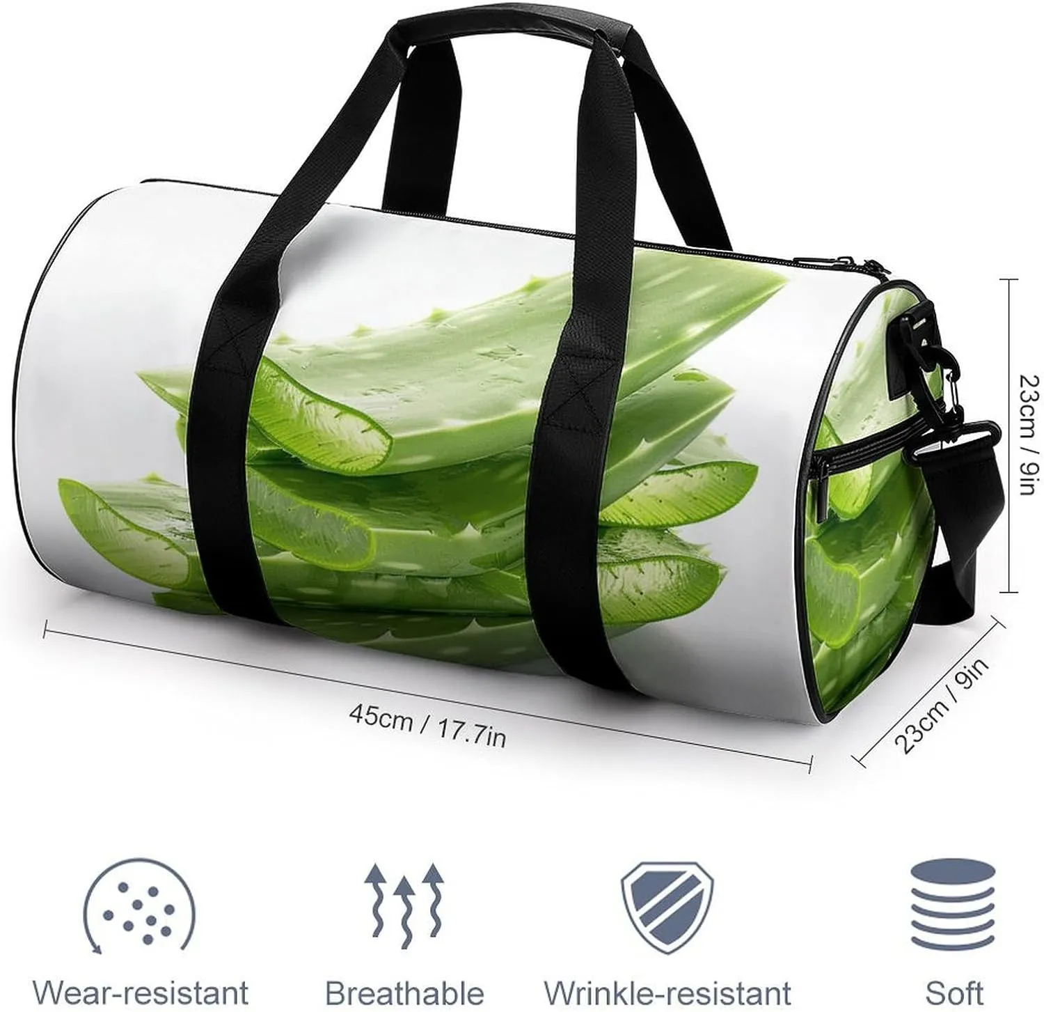 Sports Gym Bag for Women Men Travel Duffel Bag Fresh Aloe Vera Flakes Weekender Bag Canvas Carry on Overnight Bag for Travel Swimming Fitness Workout Sports Duffle Bag