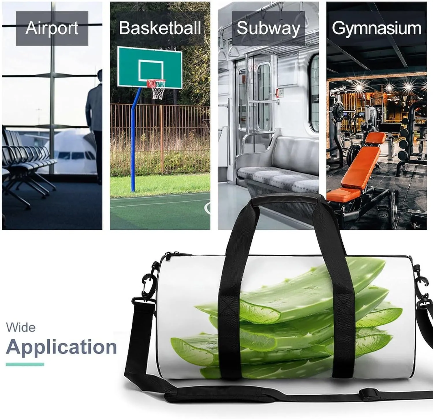 Sports Gym Bag for Women Men Travel Duffel Bag Fresh Aloe Vera Flakes Weekender Bag Canvas Carry on Overnight Bag for Travel Swimming Fitness Workout Sports Duffle Bag