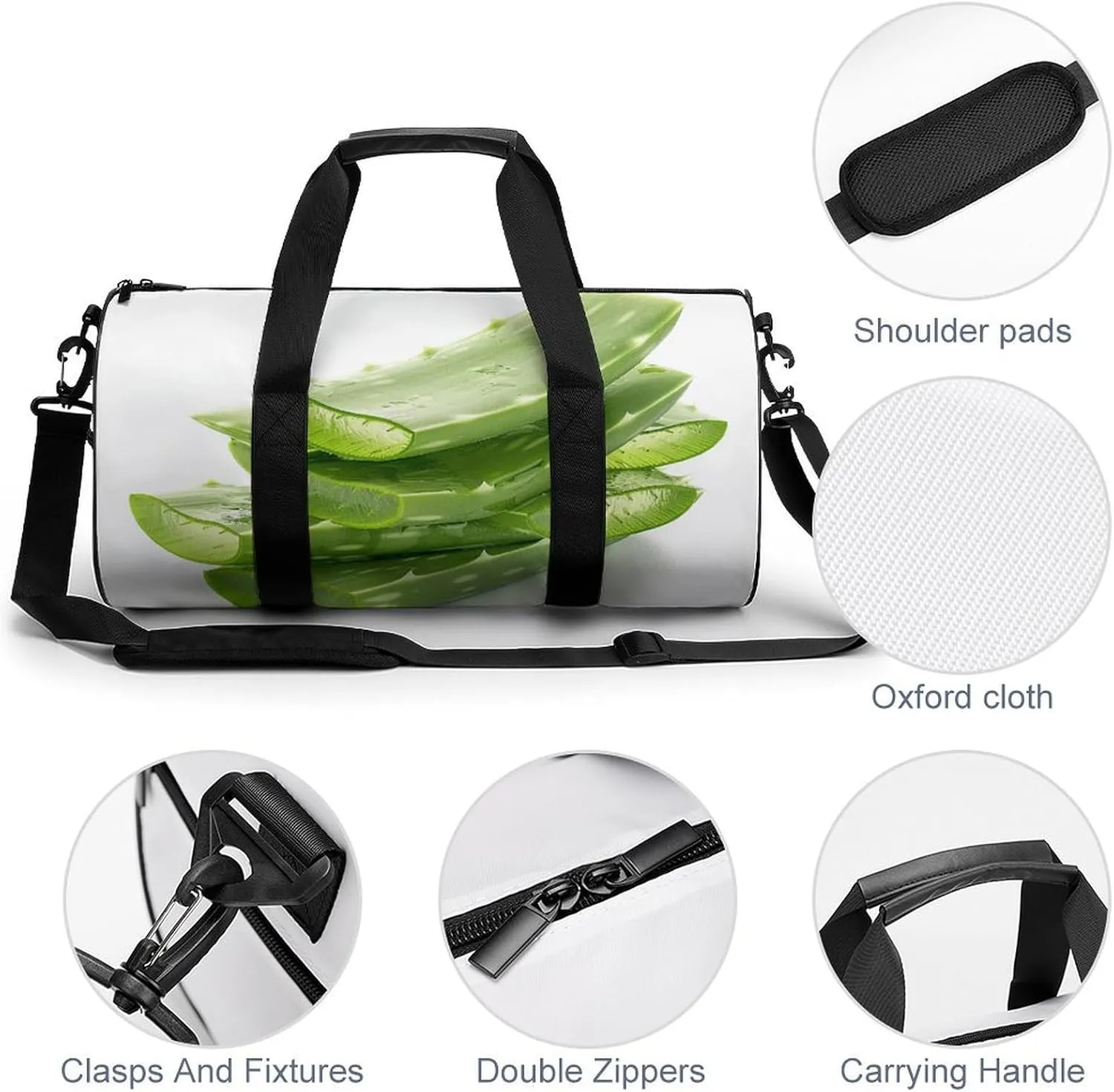 Sports Gym Bag for Women Men Travel Duffel Bag Fresh Aloe Vera Flakes Weekender Bag Canvas Carry on Overnight Bag for Travel Swimming Fitness Workout Sports Duffle Bag