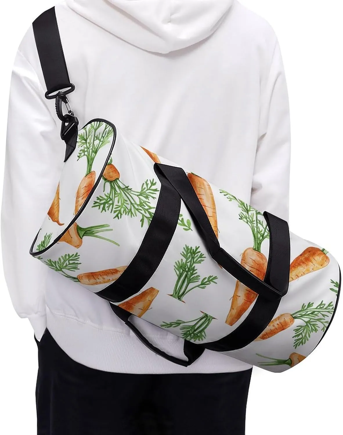 Sports Gym Bag for Women Men Travel Duffel Bag Fresh Carrot Pattern Weekender Bag Canvas Carry on Overnight Bag for Travel Swimming Fitness Workout Sports Duffle Bag, 17.7in/9in/9in, style
