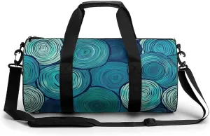 Sports Gym Bag for Women Men Travel Duffel Bag Green Circular Pattern Weekender Bag Canvas Carry on Overnight Bag for Travel Swimming Fitness Workout Sports Duffle Bag, 17.7in/9in/9in, style-1