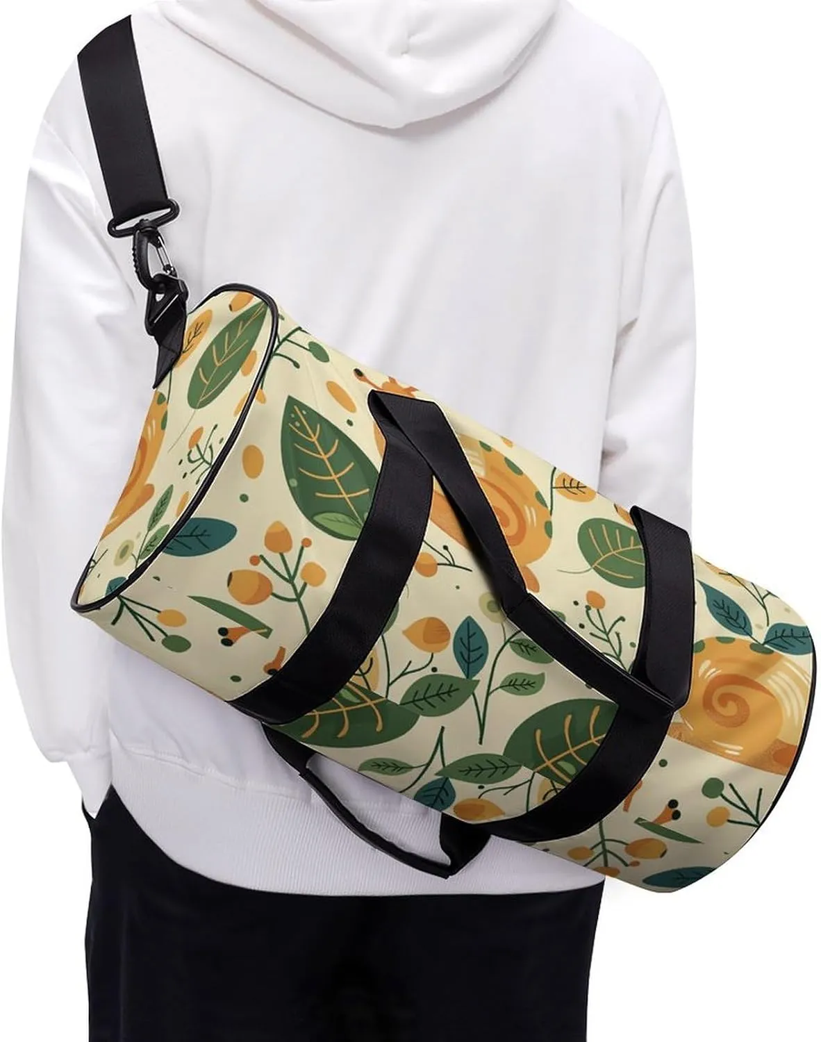 Sports Gym Bag for Women Men Travel Duffel Bag Green Little Snail Weekender Bag Canvas Carry on Overnight Bag for Travel Swimming Fitness Workout Sports Duffle Bag