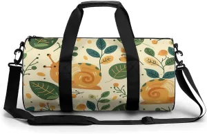 Sports Gym Bag for Women Men Travel Duffel Bag Green Little Snail Weekender Bag Canvas Carry on Overnight Bag for Travel Swimming Fitness Workout Sports Duffle Bag