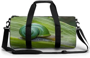 Sports Gym Bag for Women Men Travel Duffel Bag Green Wildlife Animal Snail Weekender Bag Canvas Carry on Overnight Bag for Travel Swimming Fitness Workout Sports Duffle Bag