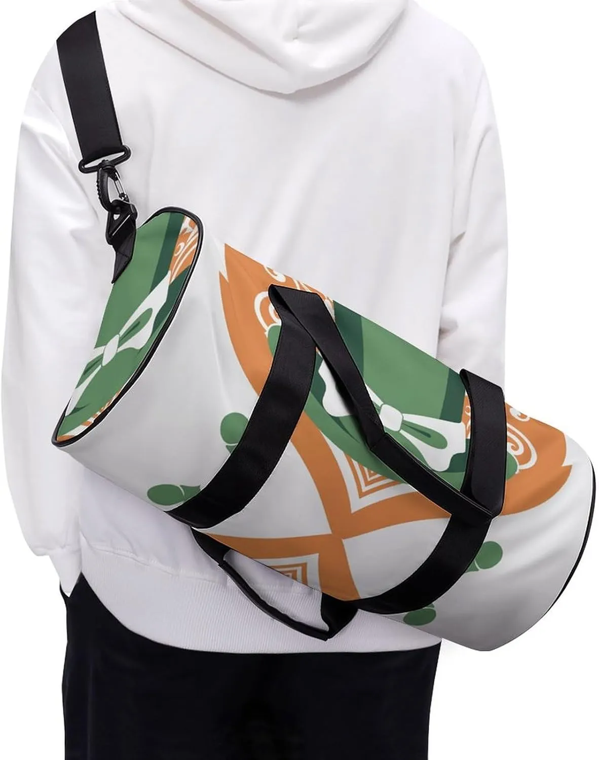 Sports Gym Bag for Women Men Travel Duffel Bag Hand Drawn Green Hat Weekender Bag Canvas Carry on Overnight Bag for Travel Swimming Fitness Workout Sports Duffle Bag, 17.7in/9in/9in, style-1-1