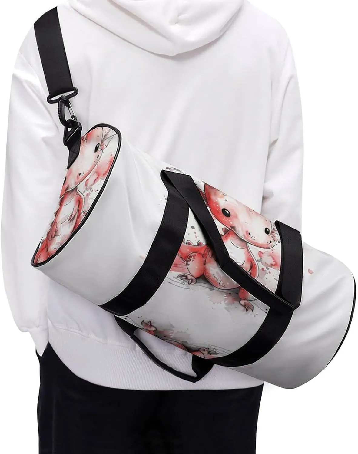 Sports Gym Bag for Women Men Travel Duffel Bag Ink Style Dragon Weekender Bag Canvas Carry on Overnight Bag for Travel Swimming Fitness Workout Sports Duffle Bag, 17.7in/9in/9in