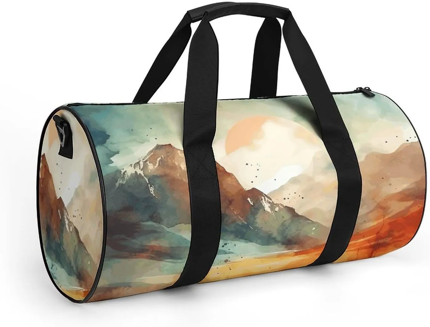 Sports Gym Bag for Women Men Travel Duffel Bag Mountains And Sun Weekender Bag Canvas Carry on Overnight Bag for Travel Swimming Fitness Workout Sports Duffle Bag