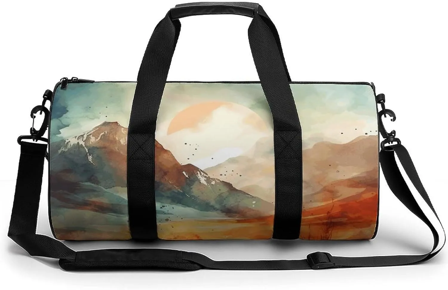 Sports Gym Bag for Women Men Travel Duffel Bag Mountains And Sun Weekender Bag Canvas Carry on Overnight Bag for Travel Swimming Fitness Workout Sports Duffle Bag