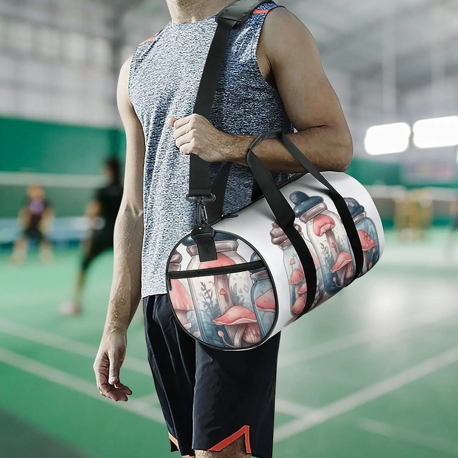 Sports Gym Bag for Women Men Travel Duffel Bag Mushrooms And Jars Weekender Bag Canvas Carry on Overnight Bag for Travel Swimming Fitness Workout Sports Duffle Bag, 17.7in/9in/9in, style-1-2