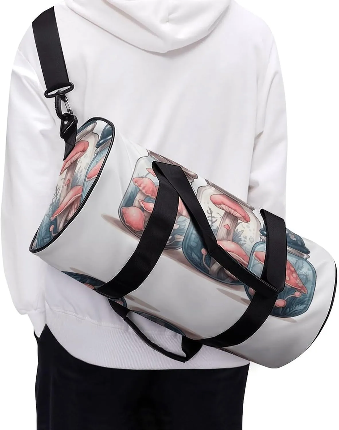 Sports Gym Bag for Women Men Travel Duffel Bag Mushrooms And Jars Weekender Bag Canvas Carry on Overnight Bag for Travel Swimming Fitness Workout Sports Duffle Bag, 17.7in/9in/9in, style-1-2