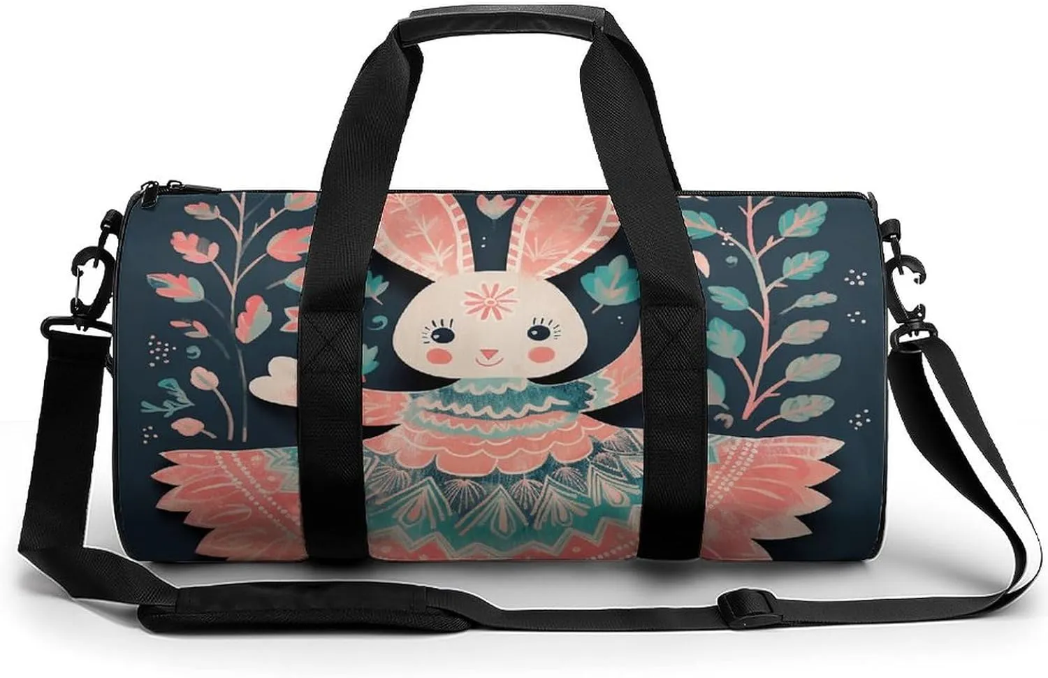 Sports Gym Bag for Women Men Travel Duffel Bag Peach Cartoon Bunny Weekender Bag Canvas Carry on Overnight Bag for Travel Swimming Fitness Workout Sports Duffle Bag, 17.7in/9in/9in, style-2