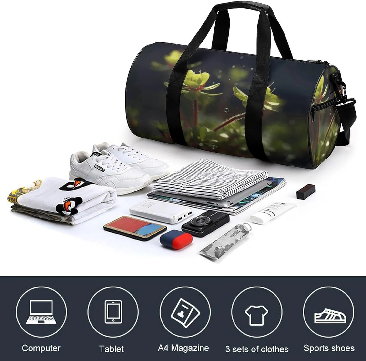 Sports Gym Bag for Women Men Travel Duffel Bag Plants Growing in The Ground Weekender Bag Canvas Carry on Overnight Bag for Travel Swimming Fitness Workout Sports Duffle Bag