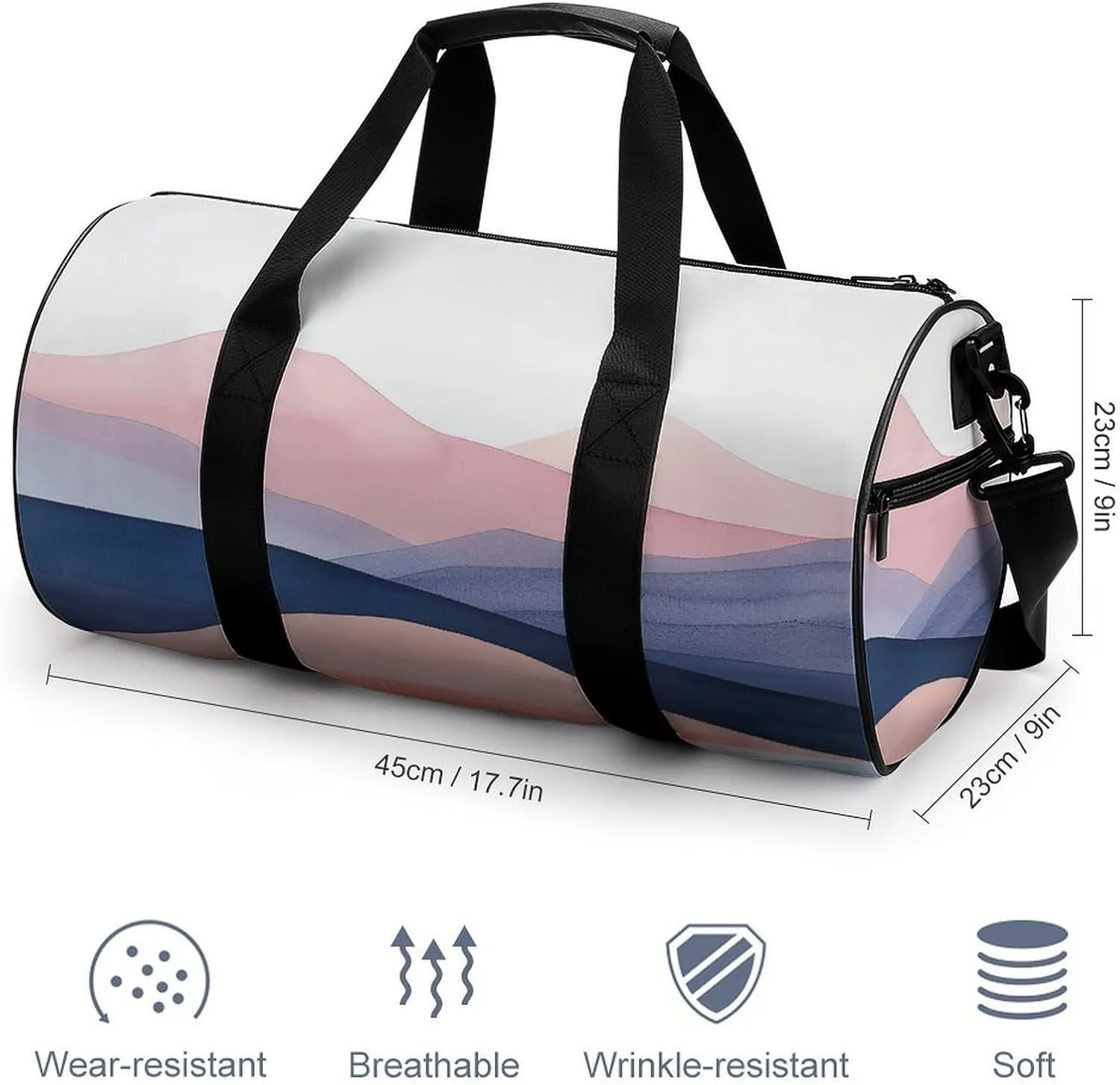 Sports Gym Bag for Women Men Travel Duffel Bag Red And Blue Hills Weekender Bag Canvas Carry on Overnight Bag for Travel Swimming Fitness Workout Sports Duffle Bag