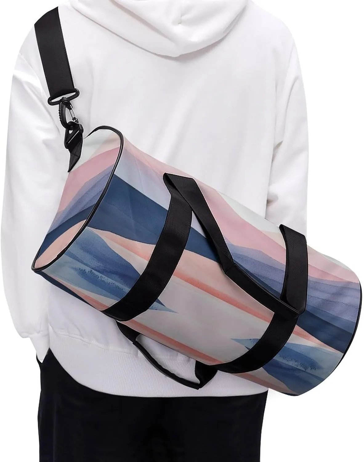 Sports Gym Bag for Women Men Travel Duffel Bag Red And Blue Hills Weekender Bag Canvas Carry on Overnight Bag for Travel Swimming Fitness Workout Sports Duffle Bag