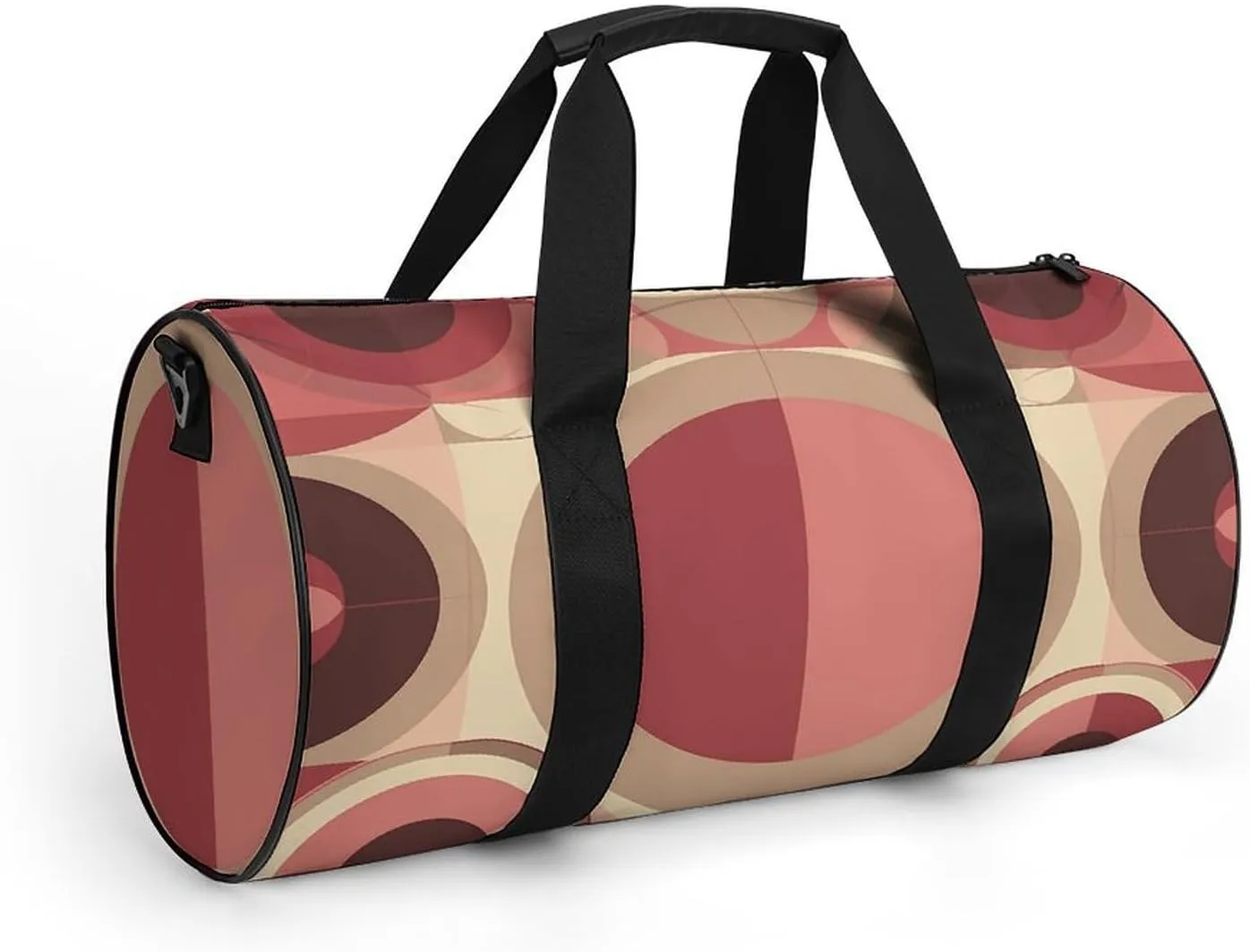 Sports Gym Bag for Women Men Travel Duffel Bag Red with Circles Weekender Bag Canvas Carry on Overnight Bag for Travel Swimming Fitness Workout Sports Duffle Bag, 17.7in/9in/9in, style-1-1