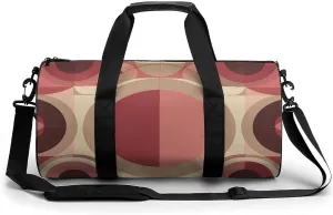 Sports Gym Bag for Women Men Travel Duffel Bag Red with Circles Weekender Bag Canvas Carry on Overnight Bag for Travel Swimming Fitness Workout Sports Duffle Bag, 17.7in/9in/9in, style-1-1