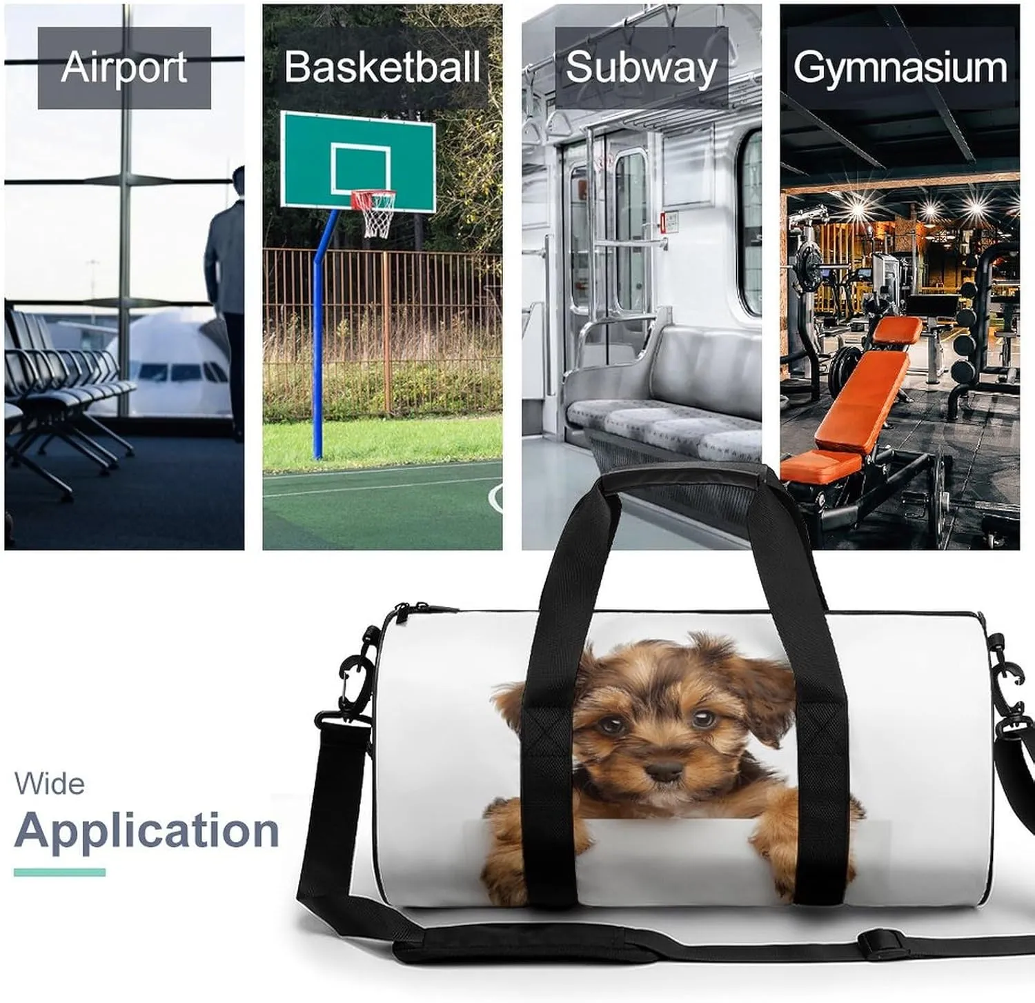 Sports Gym Bag for Women Men Travel Duffel Bag Small Brown Dog Weekender Bag Canvas Carry on Overnight Bag for Travel Swimming Fitness Workout Sports Duffle Bag