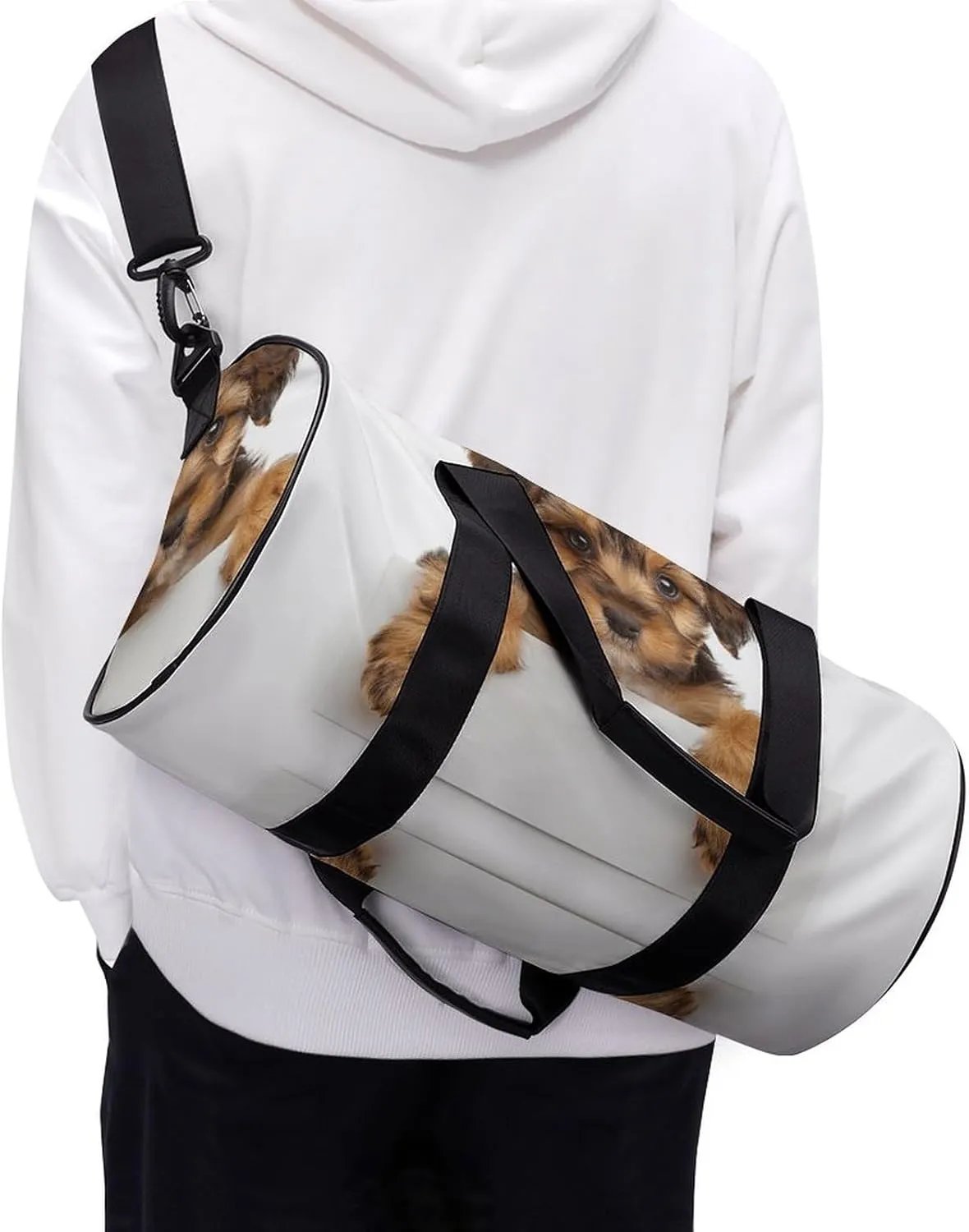 Sports Gym Bag for Women Men Travel Duffel Bag Small Brown Dog Weekender Bag Canvas Carry on Overnight Bag for Travel Swimming Fitness Workout Sports Duffle Bag