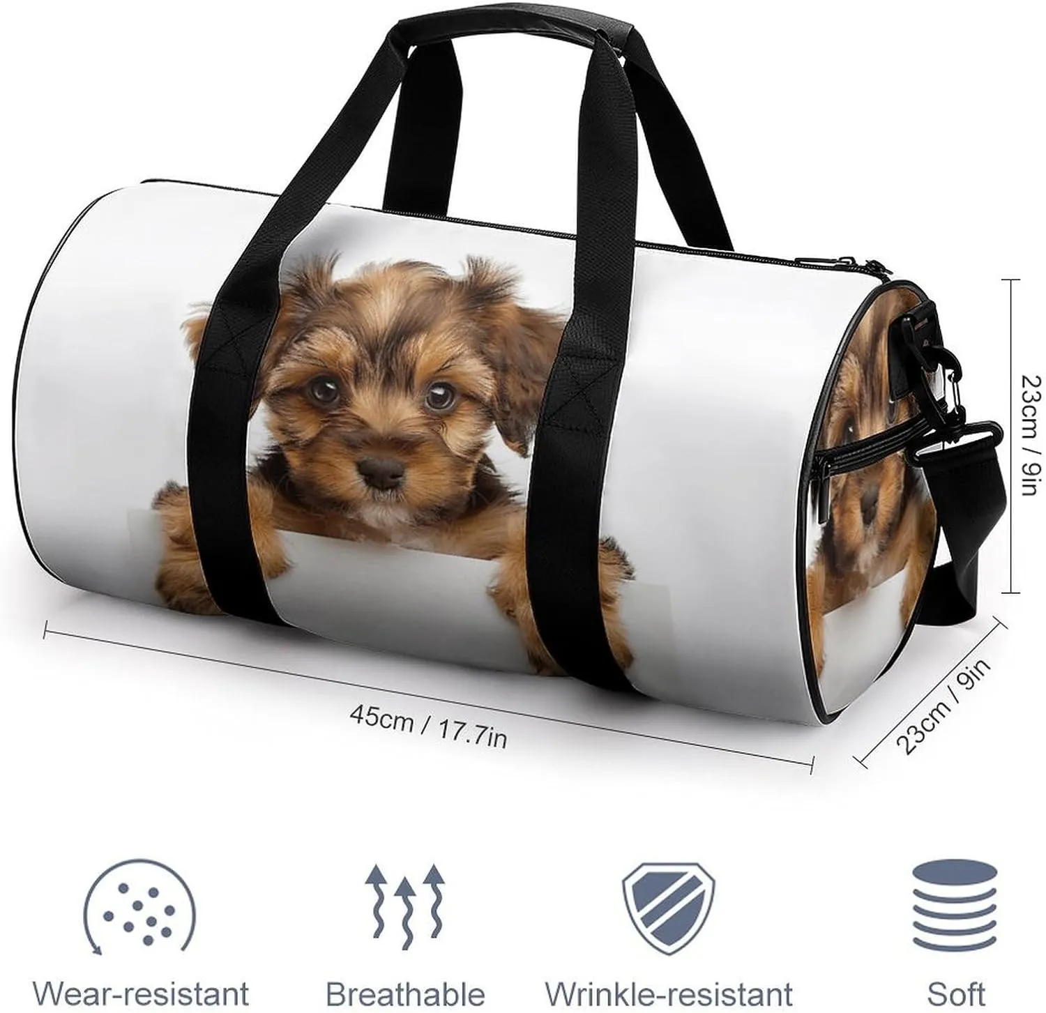 Sports Gym Bag for Women Men Travel Duffel Bag Small Brown Dog Weekender Bag Canvas Carry on Overnight Bag for Travel Swimming Fitness Workout Sports Duffle Bag