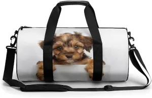 Sports Gym Bag for Women Men Travel Duffel Bag Small Brown Dog Weekender Bag Canvas Carry on Overnight Bag for Travel Swimming Fitness Workout Sports Duffle Bag