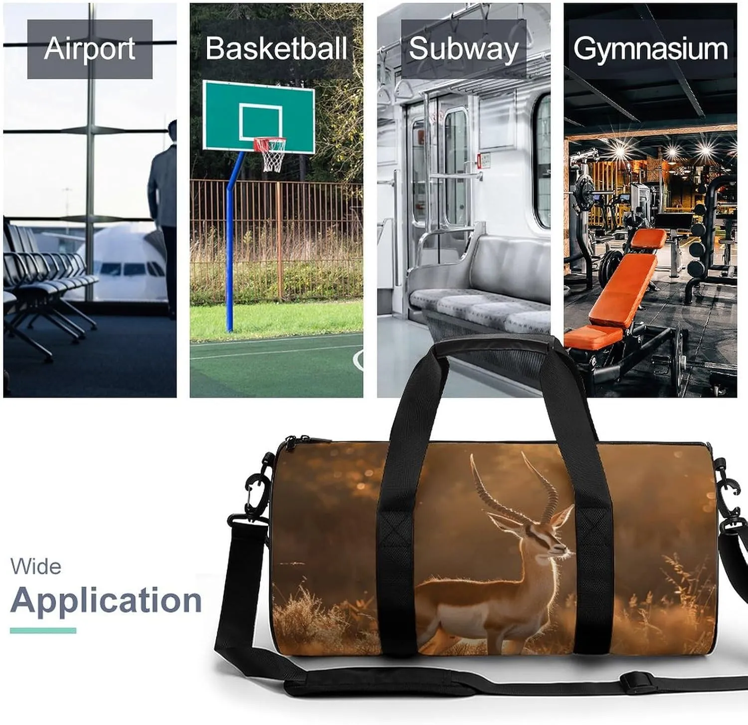 Sports Gym Bag for Women Men Travel Duffel Bag Standing on The Prairie Weekender Bag Canvas Carry on Overnight Bag for Travel Swimming Fitness Workout Sports Duffle Bag, 17.7in/9in/9in, style