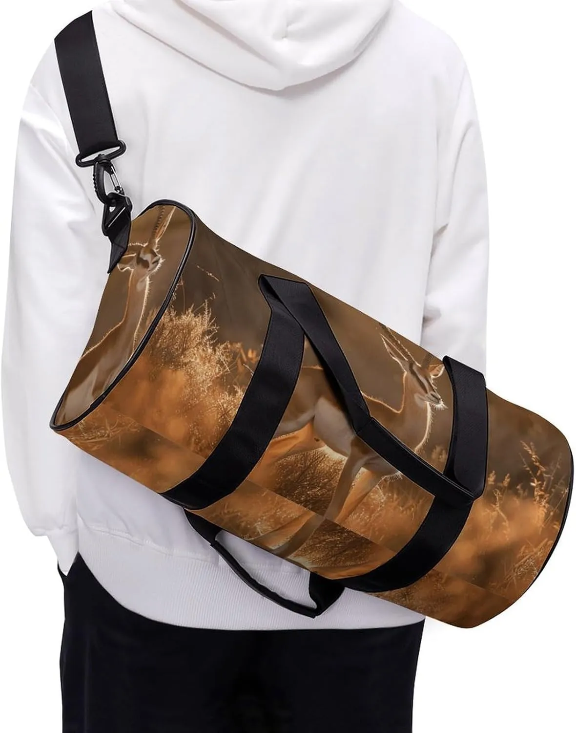 Sports Gym Bag for Women Men Travel Duffel Bag Standing on The Prairie Weekender Bag Canvas Carry on Overnight Bag for Travel Swimming Fitness Workout Sports Duffle Bag, 17.7in/9in/9in, style