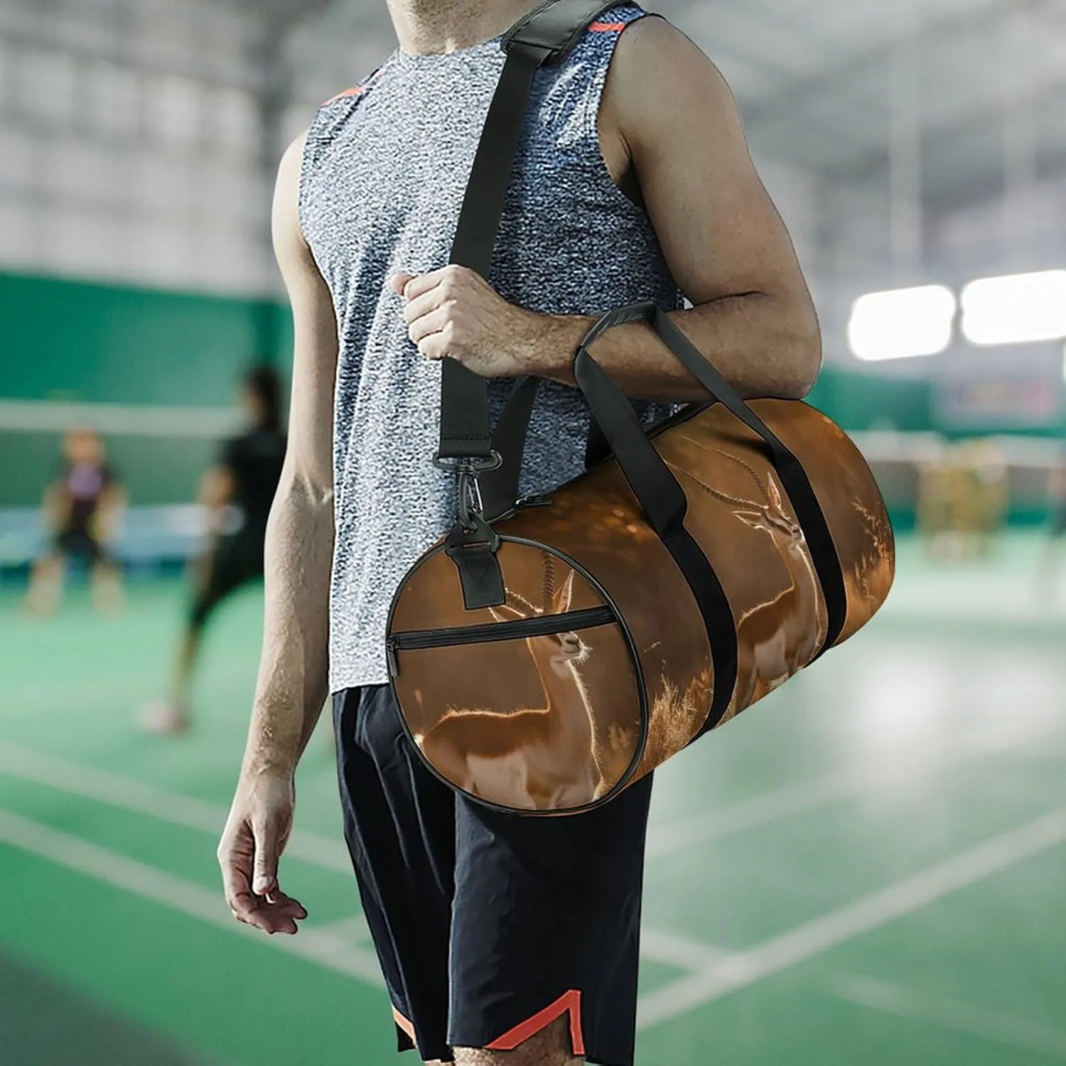 Sports Gym Bag for Women Men Travel Duffel Bag Standing on The Prairie Weekender Bag Canvas Carry on Overnight Bag for Travel Swimming Fitness Workout Sports Duffle Bag, 17.7in/9in/9in, style
