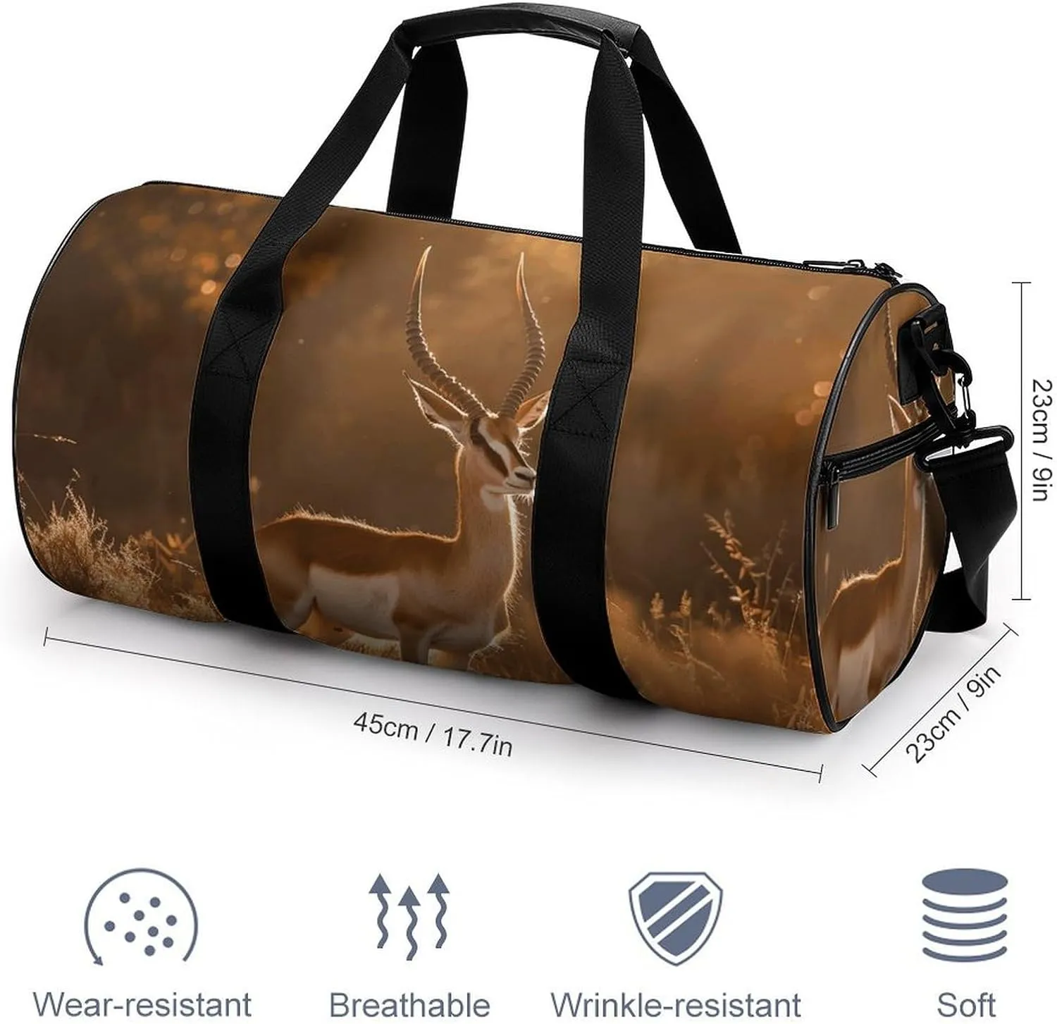 Sports Gym Bag for Women Men Travel Duffel Bag Standing on The Prairie Weekender Bag Canvas Carry on Overnight Bag for Travel Swimming Fitness Workout Sports Duffle Bag, 17.7in/9in/9in, style