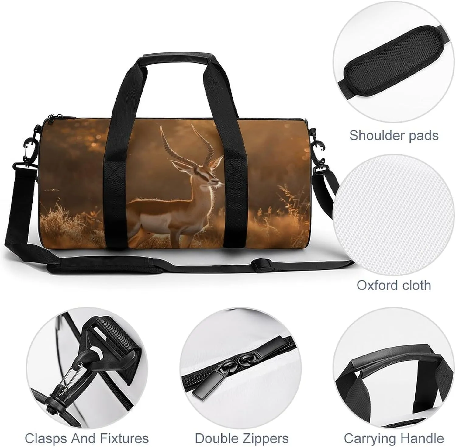 Sports Gym Bag for Women Men Travel Duffel Bag Standing on The Prairie Weekender Bag Canvas Carry on Overnight Bag for Travel Swimming Fitness Workout Sports Duffle Bag, 17.7in/9in/9in, style