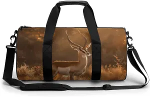 Sports Gym Bag for Women Men Travel Duffel Bag Standing on The Prairie Weekender Bag Canvas Carry on Overnight Bag for Travel Swimming Fitness Workout Sports Duffle Bag, 17.7in/9in/9in, style