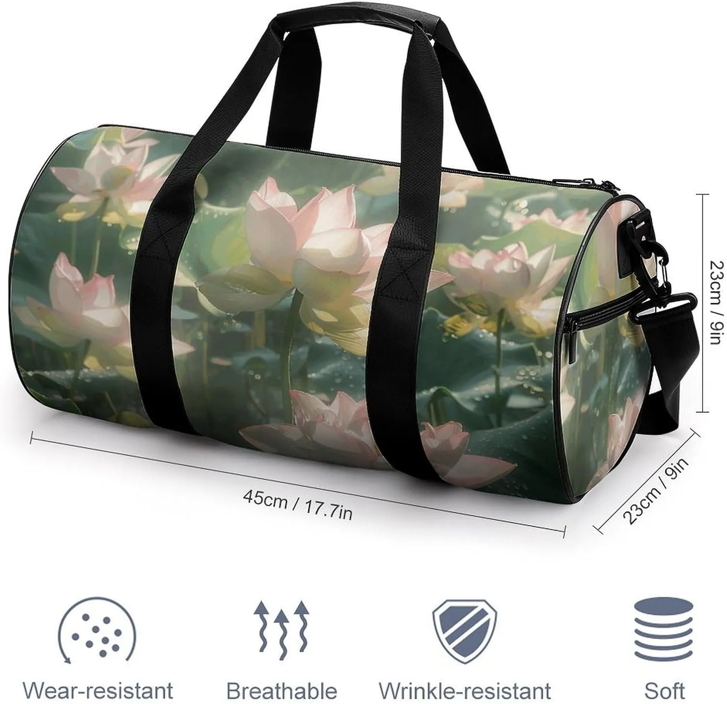 Sports Gym Bag for Women Men Travel Duffel Bag Surrounded by Leaves Weekender Bag Canvas Carry on Overnight Bag for Travel Swimming Fitness Workout Sports Duffle Bag, 17.7in/9in/9in, style-5