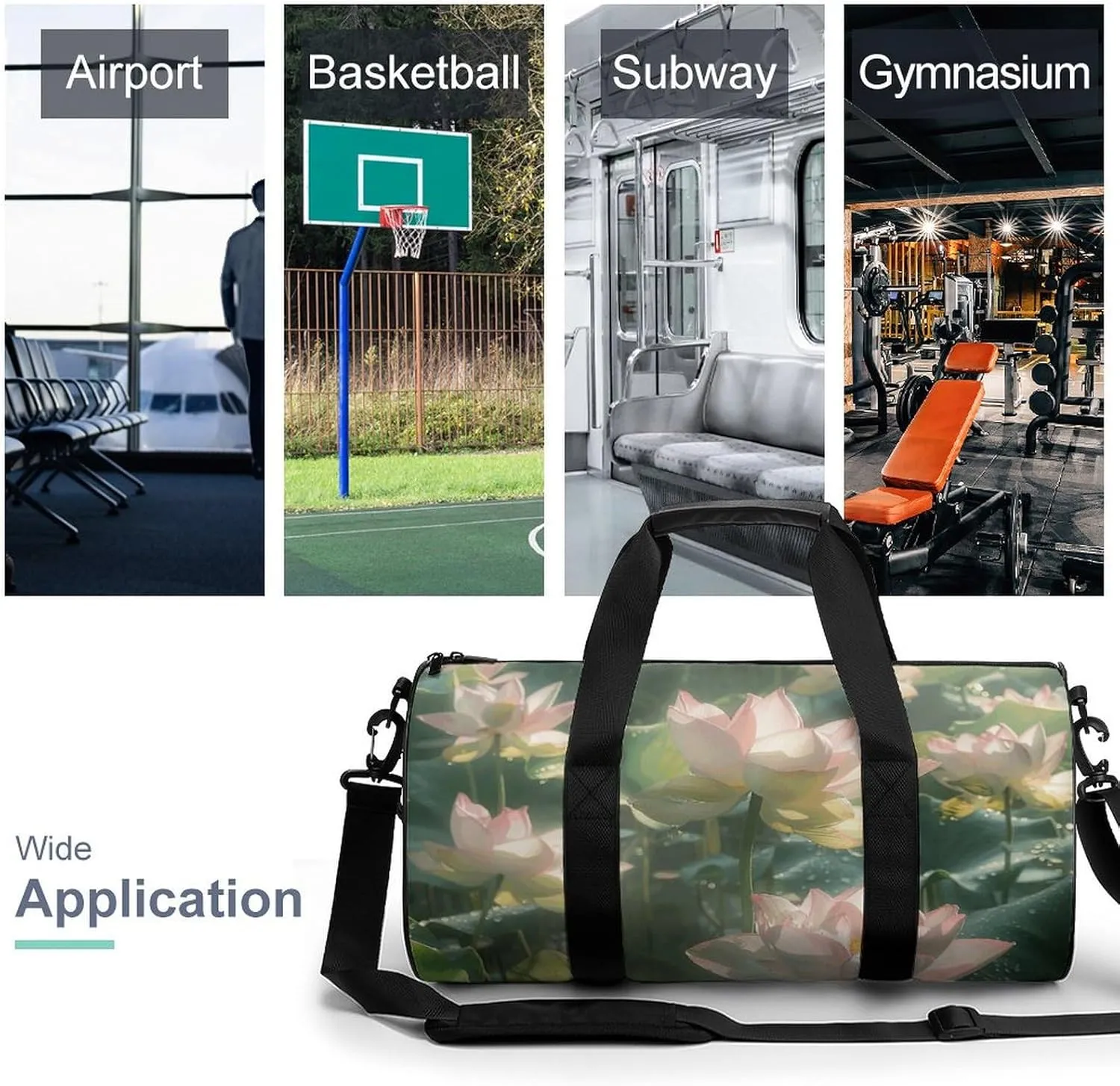 Sports Gym Bag for Women Men Travel Duffel Bag Surrounded by Leaves Weekender Bag Canvas Carry on Overnight Bag for Travel Swimming Fitness Workout Sports Duffle Bag, 17.7in/9in/9in, style-5
