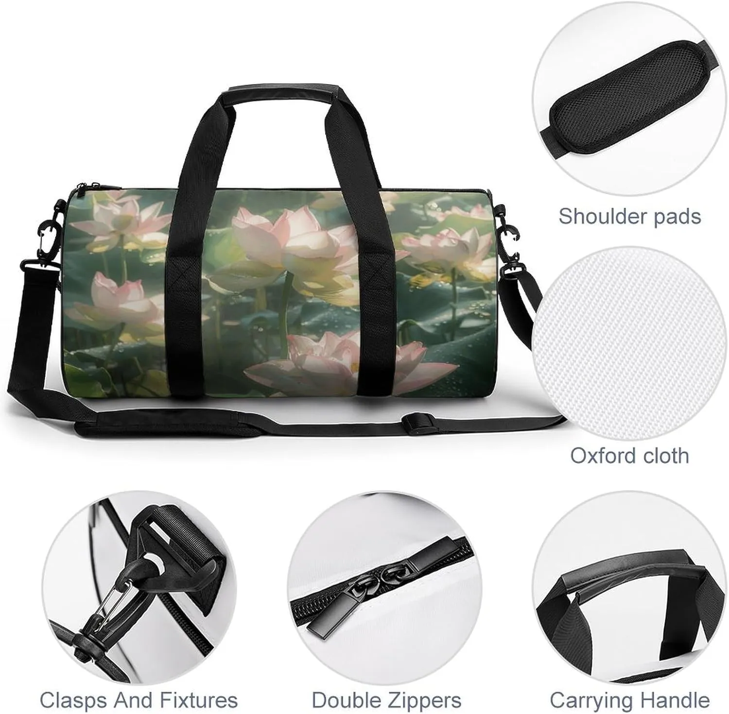 Sports Gym Bag for Women Men Travel Duffel Bag Surrounded by Leaves Weekender Bag Canvas Carry on Overnight Bag for Travel Swimming Fitness Workout Sports Duffle Bag, 17.7in/9in/9in, style-5