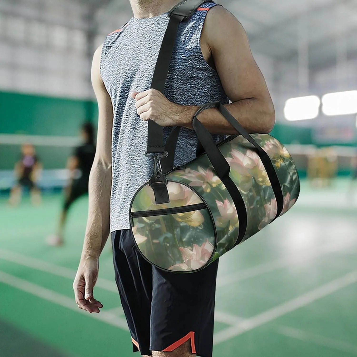 Sports Gym Bag for Women Men Travel Duffel Bag Surrounded by Leaves Weekender Bag Canvas Carry on Overnight Bag for Travel Swimming Fitness Workout Sports Duffle Bag, 17.7in/9in/9in, style-5