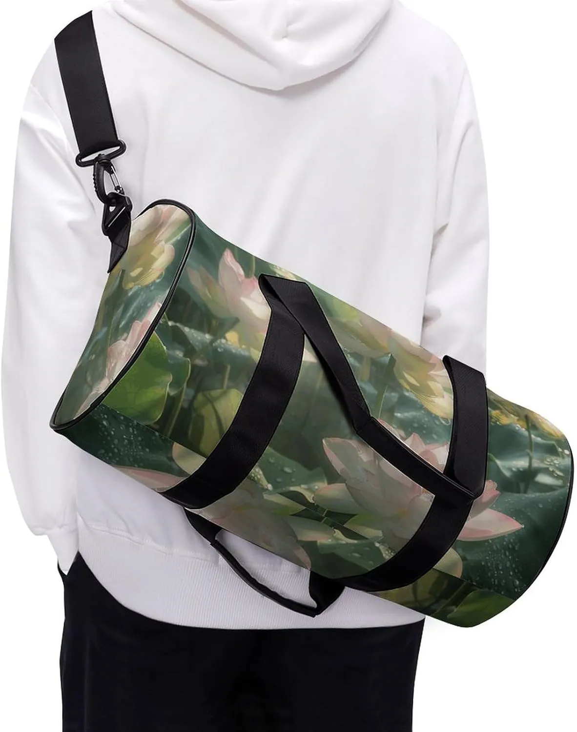 Sports Gym Bag for Women Men Travel Duffel Bag Surrounded by Leaves Weekender Bag Canvas Carry on Overnight Bag for Travel Swimming Fitness Workout Sports Duffle Bag, 17.7in/9in/9in, style-5