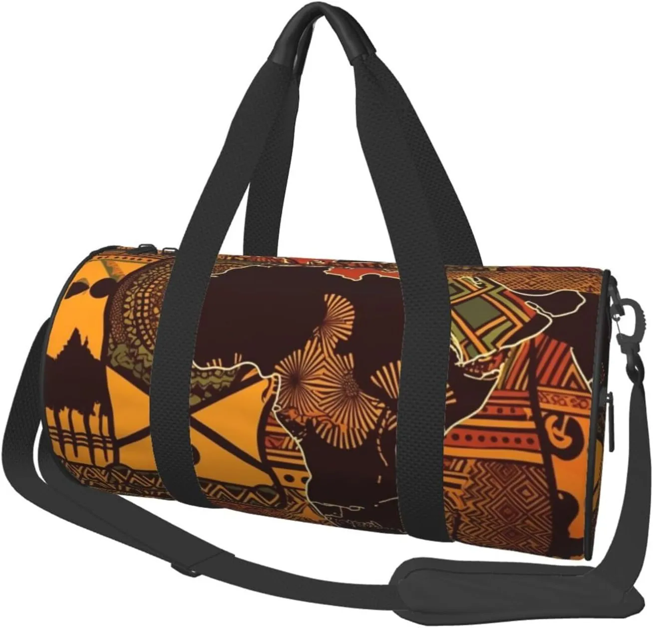 Sports Gym Bag for Women Men Travel Duffel Bag Tote African Map Ethnic Pattern Weekender Bag Canvas Carry on Overnight Bag for Travel Swimming Fitness Workout Sports Duffle Bag