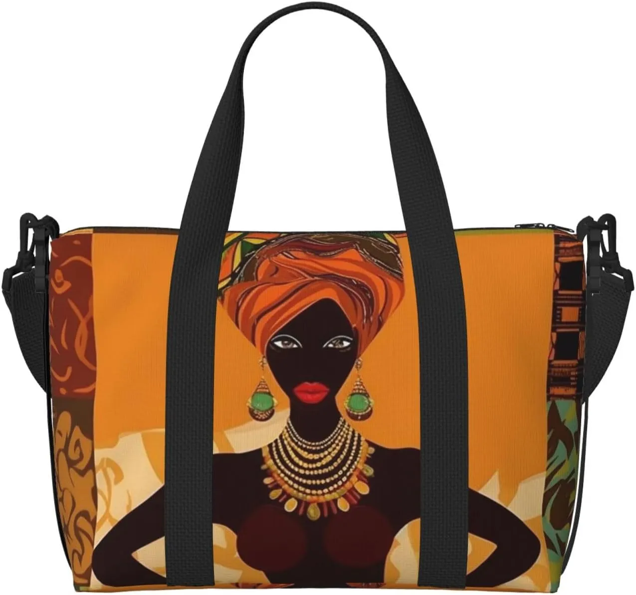 Sports Gym Bag for Women Men Travel Duffel Bag Tote African Woman Weekender Bag Canvas Carry on Overnight Bag for Travel Swimming Fitness Workout Sports Duffle Bag