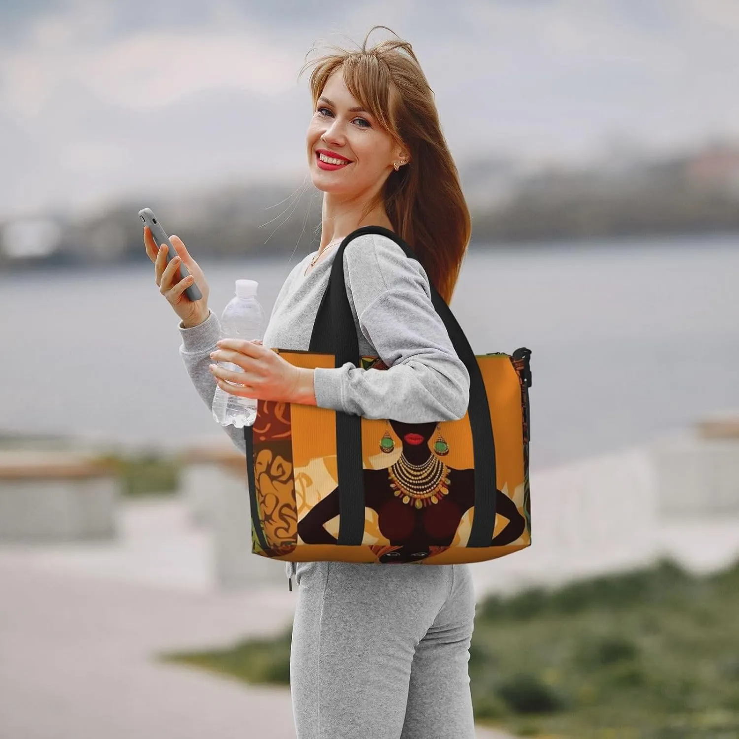 Sports Gym Bag for Women Men Travel Duffel Bag Tote African Woman Weekender Bag Canvas Carry on Overnight Bag for Travel Swimming Fitness Workout Sports Duffle Bag
