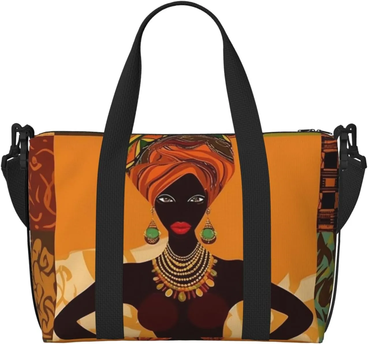 Sports Gym Bag for Women Men Travel Duffel Bag Tote African Woman Weekender Bag Canvas Carry on Overnight Bag for Travel Swimming Fitness Workout Sports Duffle Bag