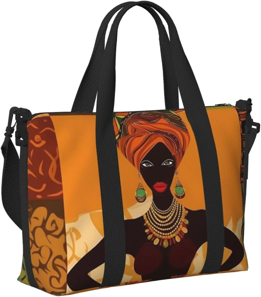 Sports Gym Bag for Women Men Travel Duffel Bag Tote African Woman Weekender Bag Canvas Carry on Overnight Bag for Travel Swimming Fitness Workout Sports Duffle Bag