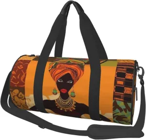 Sports Gym Bag for Women Men Travel Duffel Bag Tote African Woman Weekender Bag Canvas Carry on Overnight Bag for Travel Swimming Fitness Workout Sports Duffle Bag