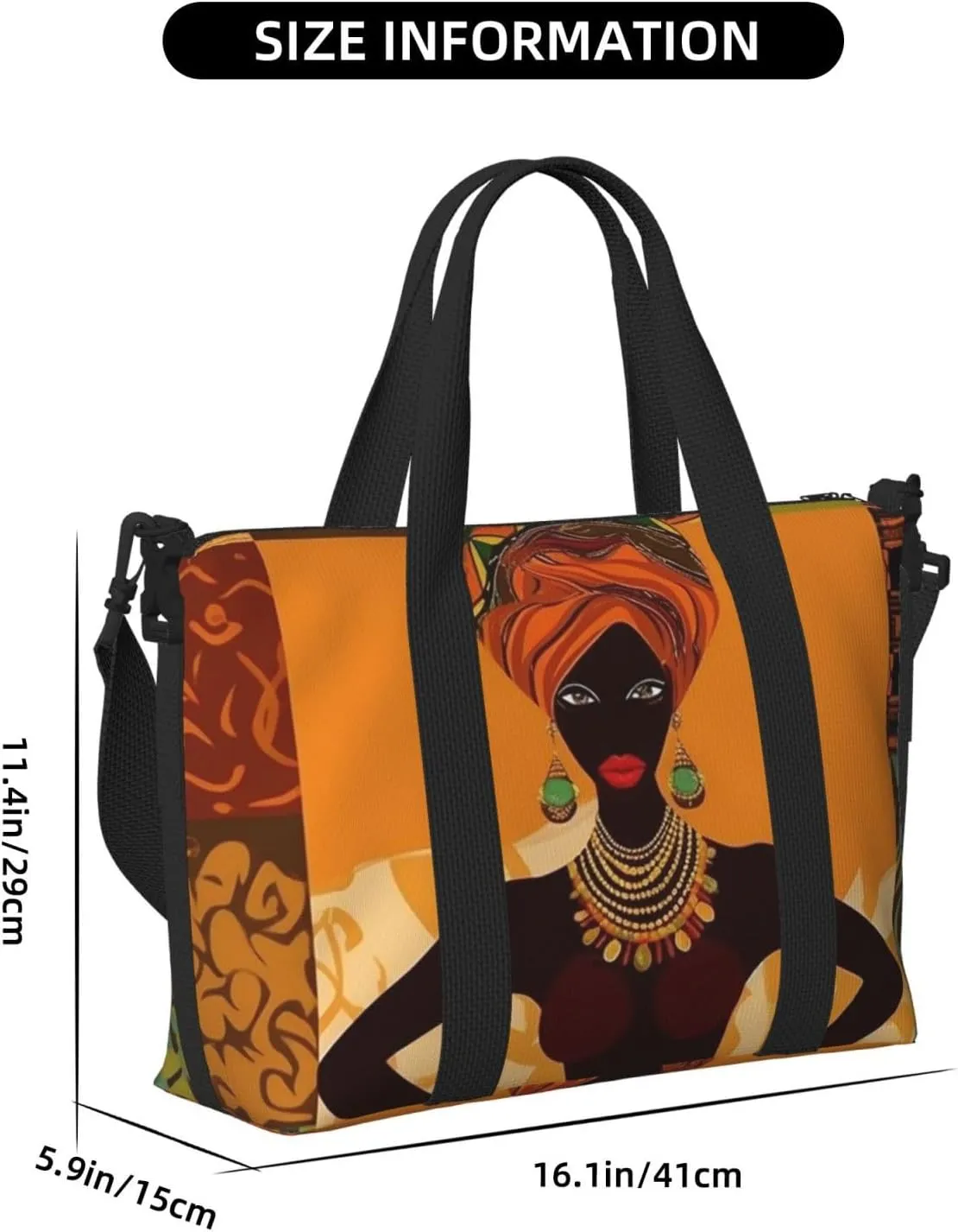 Sports Gym Bag for Women Men Travel Duffel Bag Tote African Woman Weekender Bag Canvas Carry on Overnight Bag for Travel Swimming Fitness Workout Sports Duffle Bag