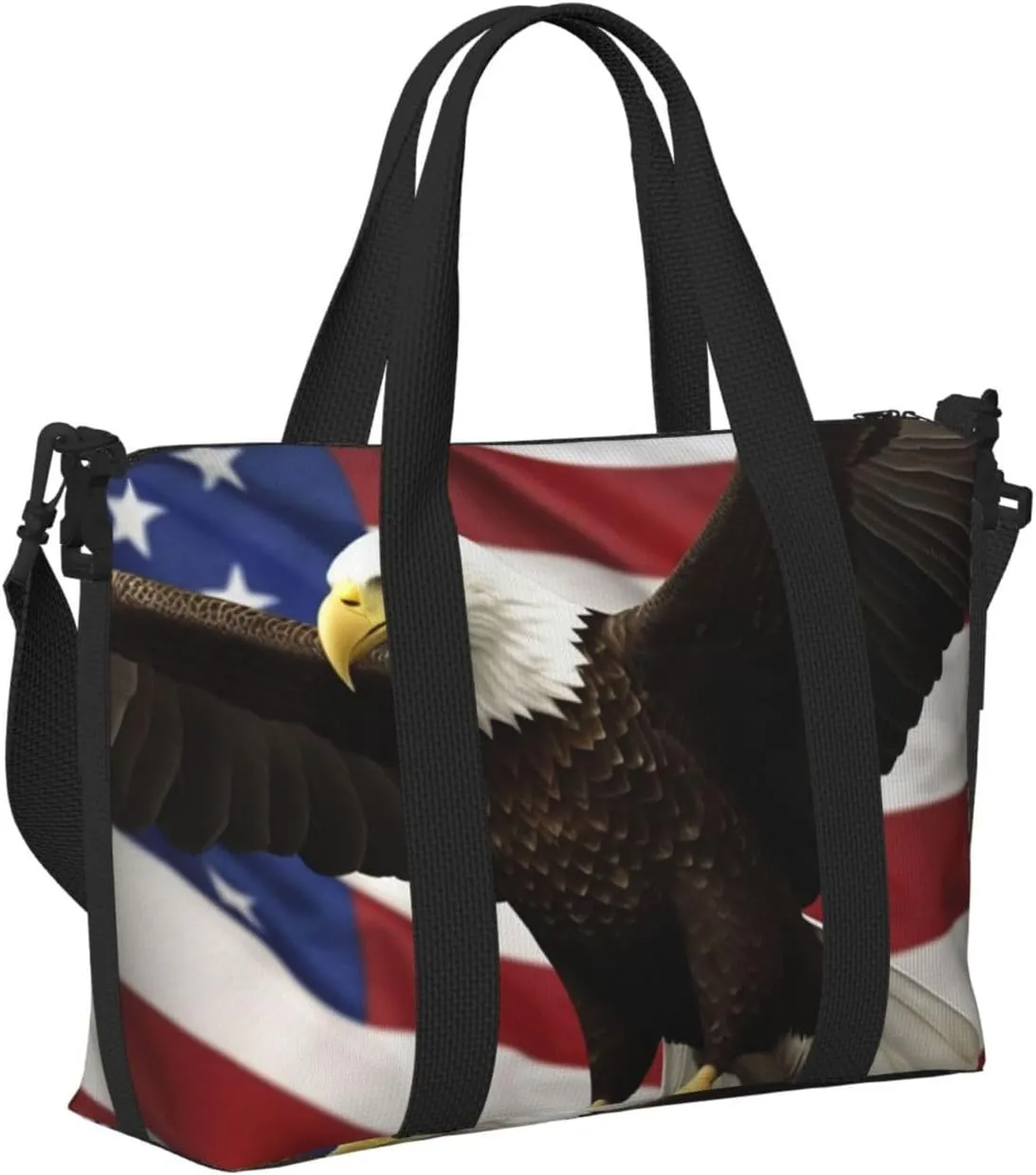 Sports Gym Bag for Women Men Travel Duffel Bag Tote American Flag Fly Eagle Weekender Bag Canvas Carry on Overnight Bag for Travel Swimming Fitness Workout Sports Duffle Bag