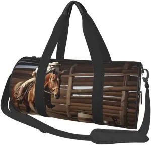 Sports Gym Bag for Women Men Travel Duffel Bag Tote American West Rodeo Weekender Bag Canvas Carry on Overnight Bag for Travel Swimming Fitness Workout Sports Duffle Bag