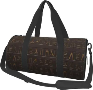 Sports Gym Bag for Women Men Travel Duffel Bag Tote Ancient Egyptian Hieroglyph Weekender Bag Canvas Carry on Overnight Bag for Travel Swimming Fitness Workout Sports Duffle Bag