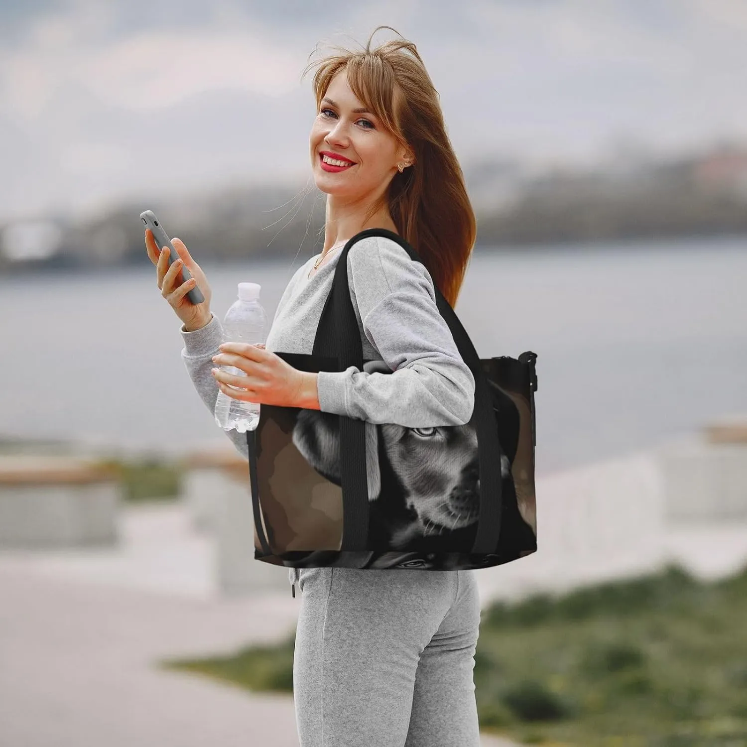 Sports Gym Bag for Women Men Travel Duffel Bag Tote Black Labrador Puppy Weekender Bag Canvas Carry on Overnight Bag for Travel Swimming Fitness Workout Sports Duffle Bag