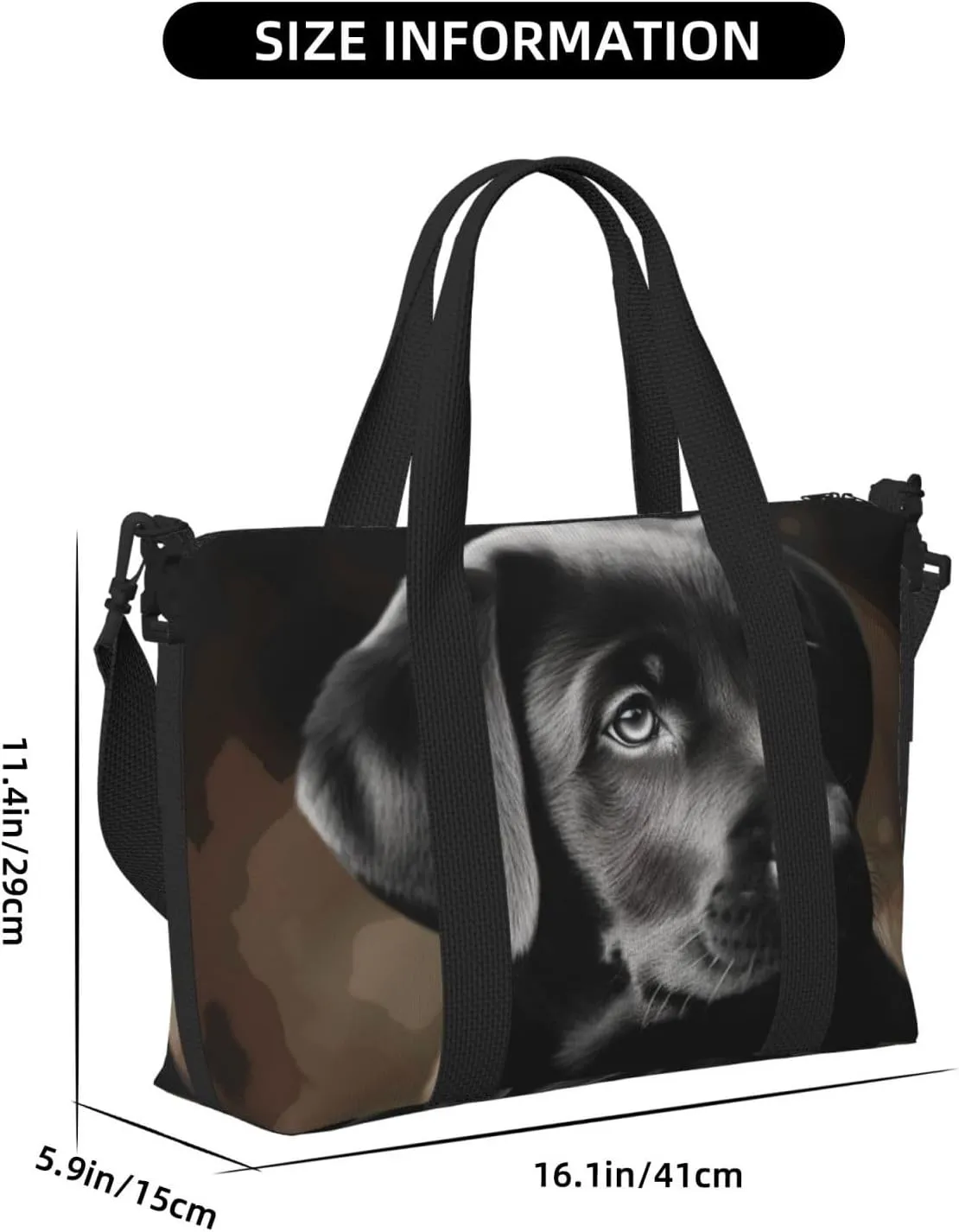 Sports Gym Bag for Women Men Travel Duffel Bag Tote Black Labrador Puppy Weekender Bag Canvas Carry on Overnight Bag for Travel Swimming Fitness Workout Sports Duffle Bag
